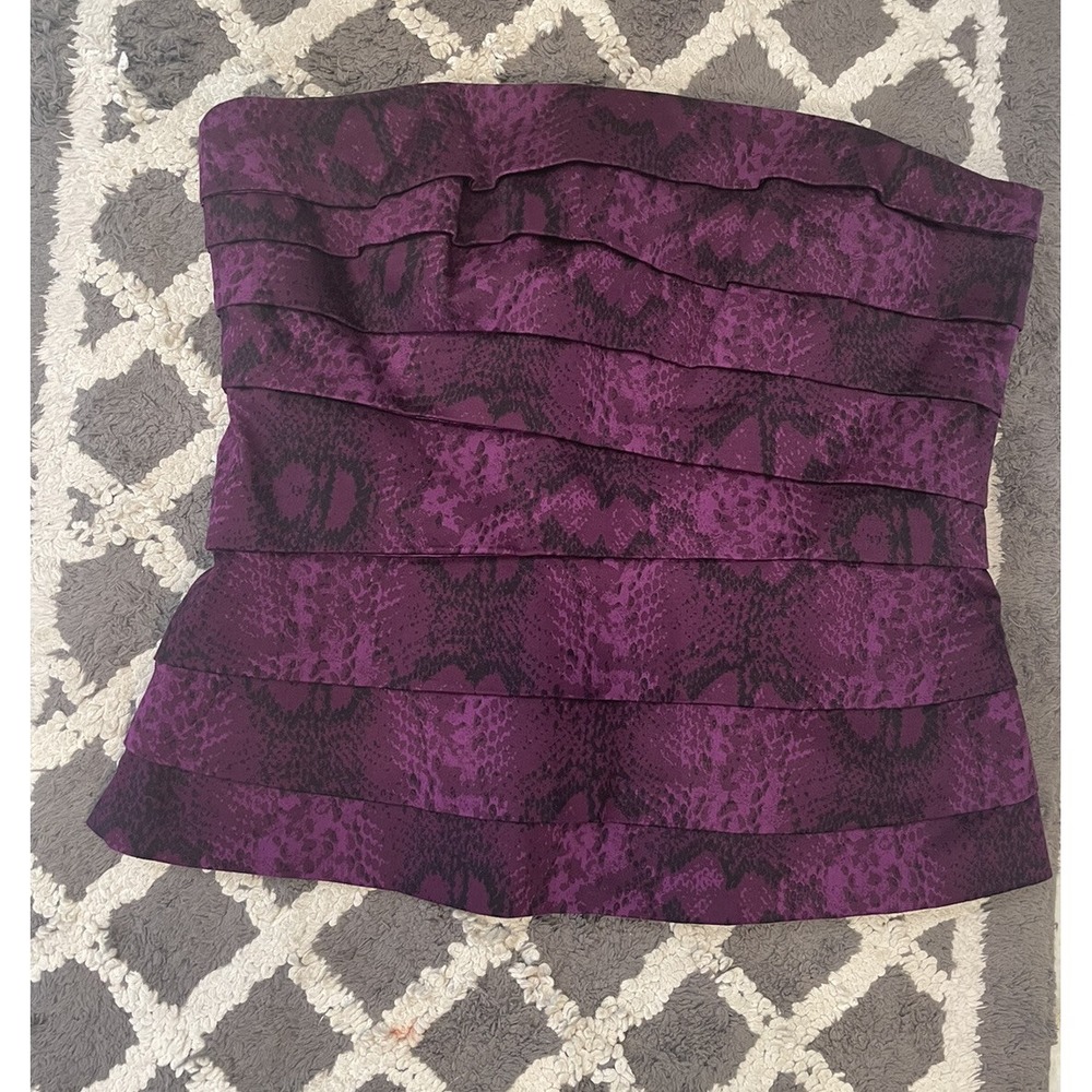 White House Black Market Snake Animal Print  Strapless Pink Purple Top 6